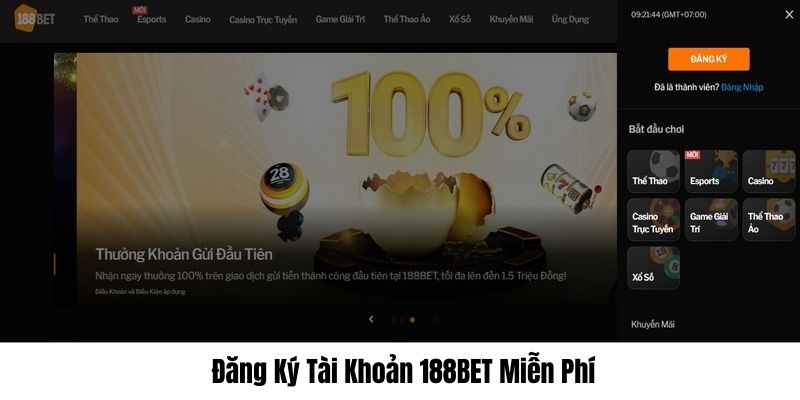 Mở tài khoản 188BET miễn phí